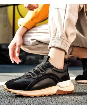  Black Color Sport Shoes Flat Sneakers Unisex Men Casual Custom Shoes Men PU Leather 